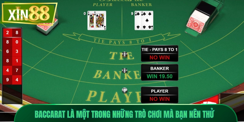 Khám Phá Casino Trực Tuyến Xin88: Cược Thắng, Thưởng Lớn 3 Baccarat là một trong những trò chơi mà bạn nên thử