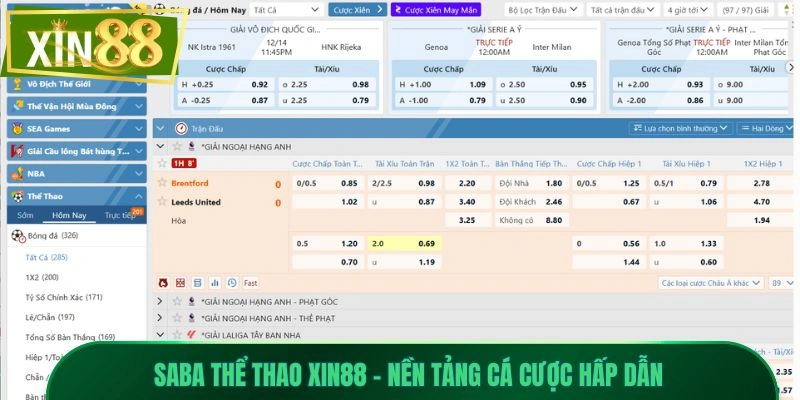 SABA Thể Thao Xin88 - Theo Dõi Dễ Dàng, Đặt Cược Mọi Lúc 1 SABA Thể thao - Nền tảng cá cược hấp dẫn