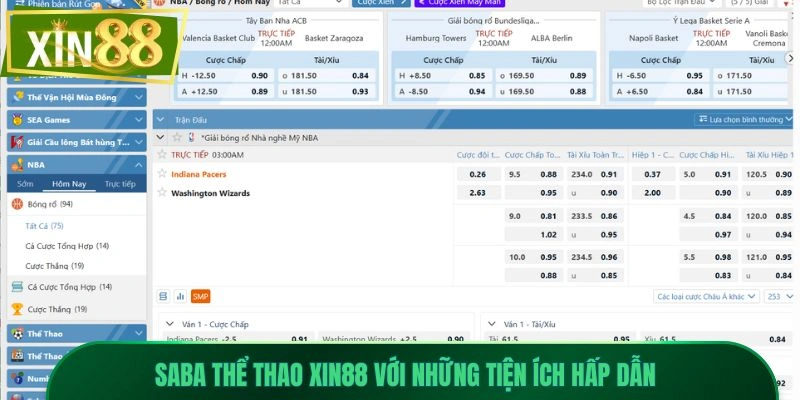 SABA Thể Thao Xin88 - Theo Dõi Dễ Dàng, Đặt Cược Mọi Lúc 3 SABA Thể thao Xin88 với những tiện ích hấp dẫn